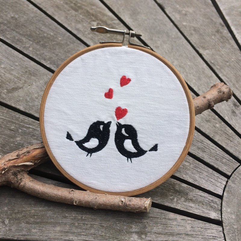 Stickdatei "Vögel mit Herzen"  10x10 cm Schattenbild - Bild 2