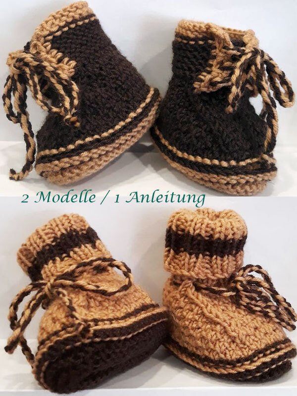 Strickanleitung Babyschuhe Booties in 2 verschiedenen Ausführungen