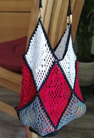 Crochet pattern: Shopping bag with hearts