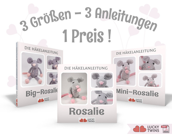Rat 'Rosalie' &bull; LuckyTwins &bull; Amigurumi crochet pattern (3 sizes)