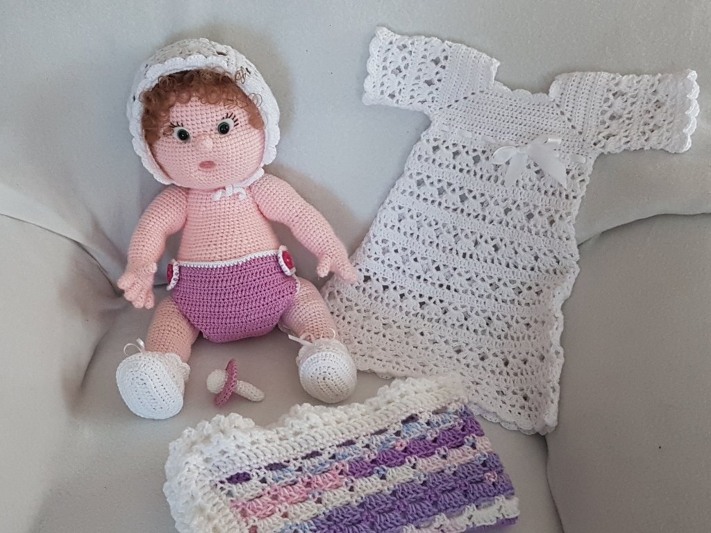 Puppenkleidung Taufgarnitur Baby Emmi