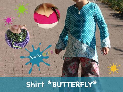 Mädchen Shirt *BUTTERFLY* von klecksMACS - Nähanleitung / E-Book in PDF