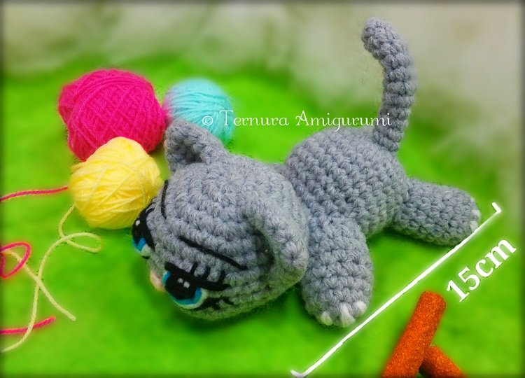 Häkelanleitung Kally, das süße Kätzchen PDF ternura amigurumi english deutsch- dutch