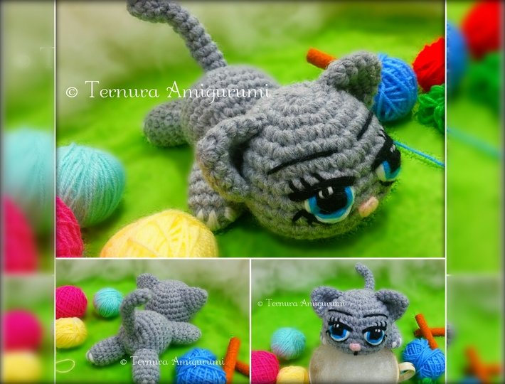 Häkelanleitung Kally, das süße Kätzchen PDF ternura amigurumi english deutsch- dutch