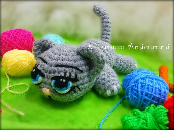Häkelanleitung Kally, das süße Kätzchen PDF ternura amigurumi english deutsch- dutch
