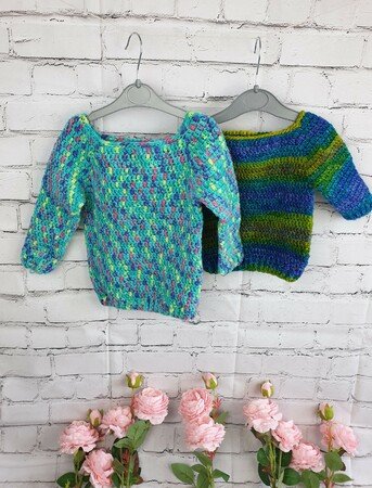 Pattern Baby crochet pullover size 6-9m, 12-18 m and 2y