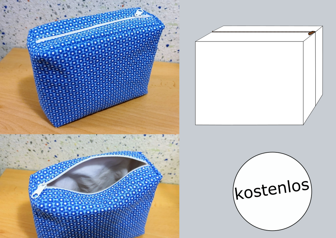 Utensilo mit Reißverschluss Schnittmuster E-Book 14x12x5 cm, leicht für Anf