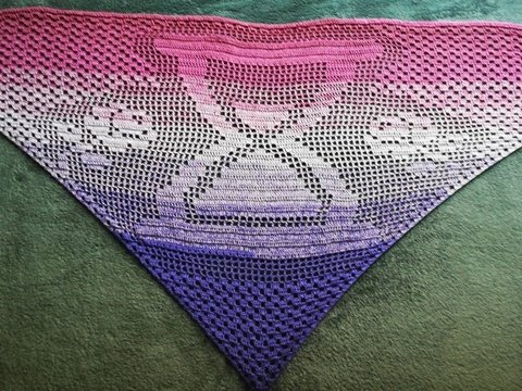 Motivtuch "Sanduhr", Dreieckstuch, Häkelanleitung