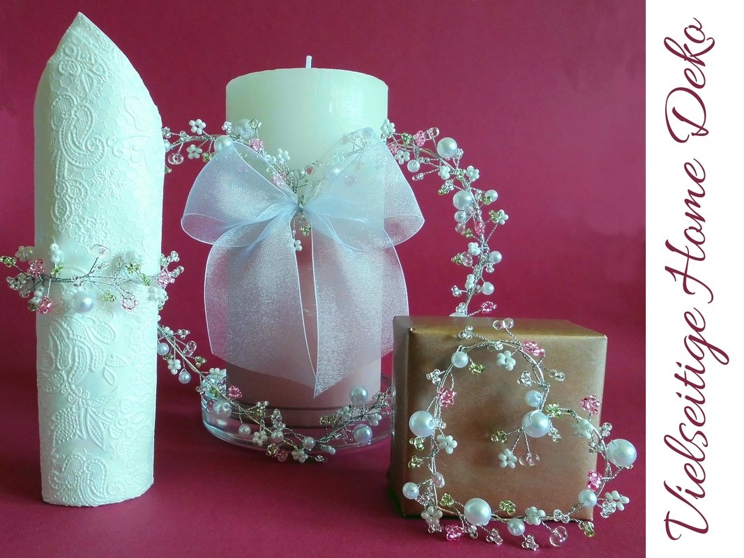 Tisch-Deko Geburtstags-Deko Perlen-Herzen &amp; Serviettenringe