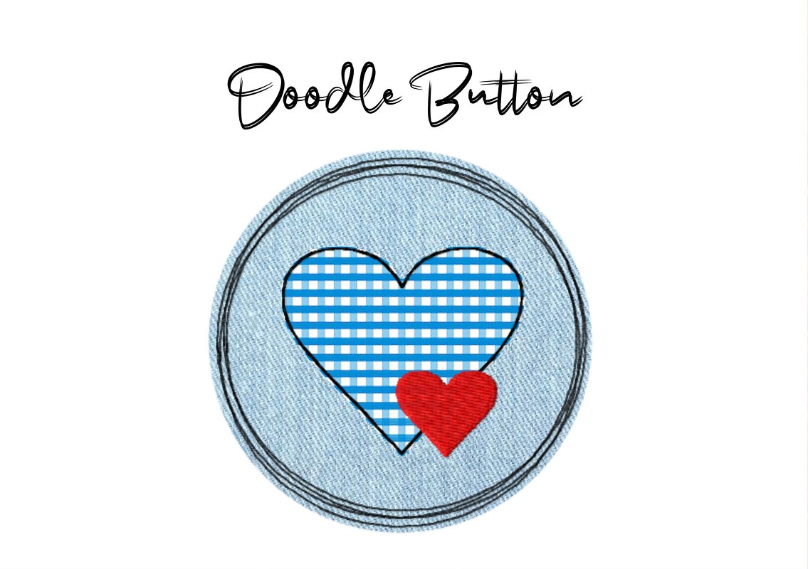 Stickdatei Doodle Button Herz - Rahmen ab 10 cm x 10 cm