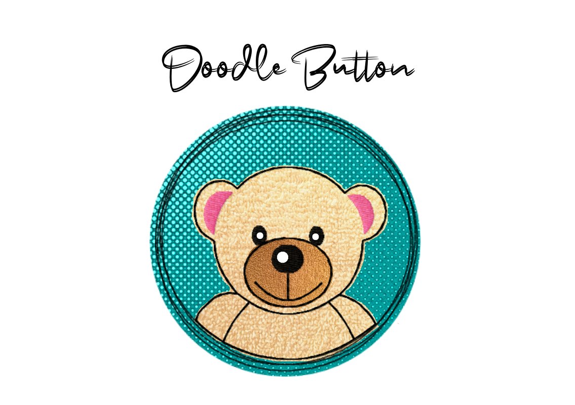 Stickdatei Doodle Button Bär - Rahmen ab 10 cm x 10 cm