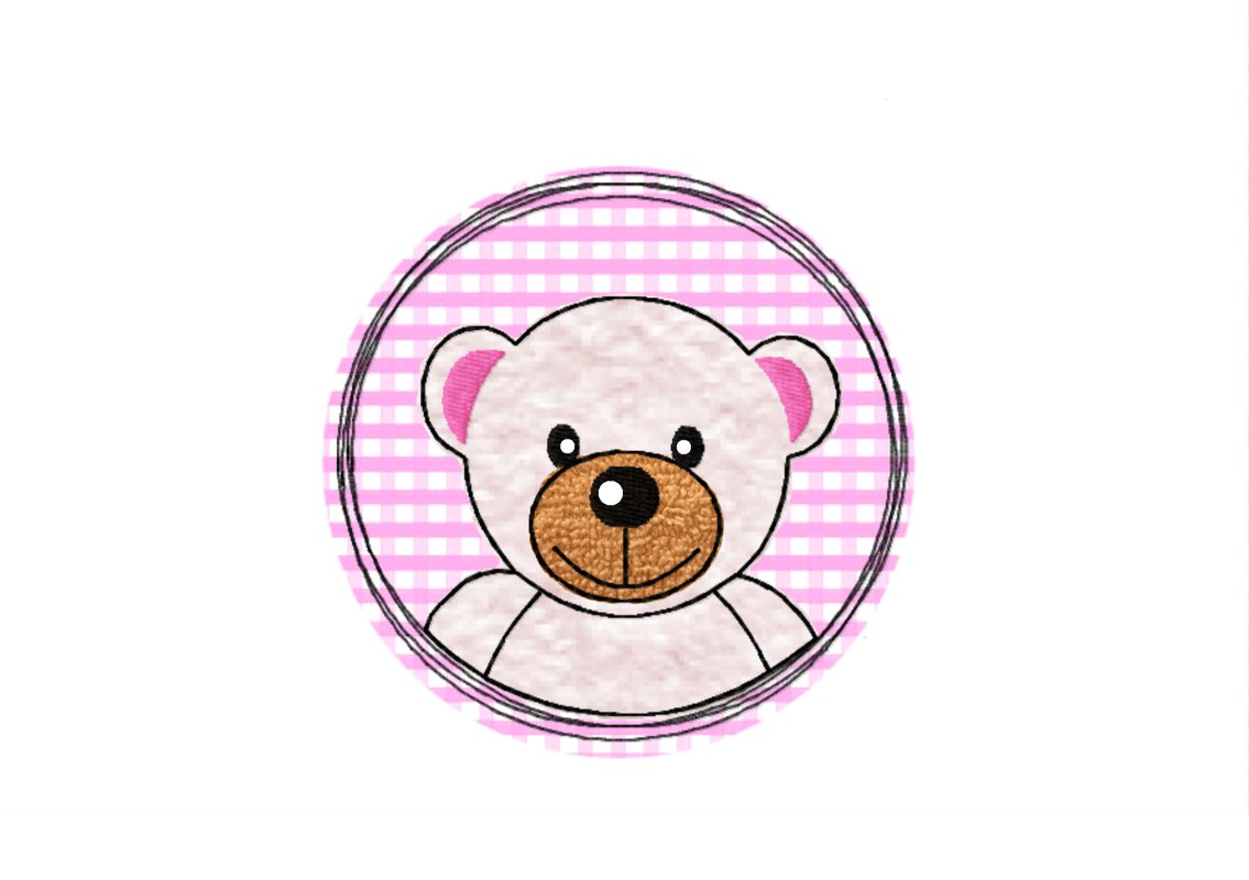 Stickdatei Doodle Button Bär - Rahmen ab 10 cm x 10 cm