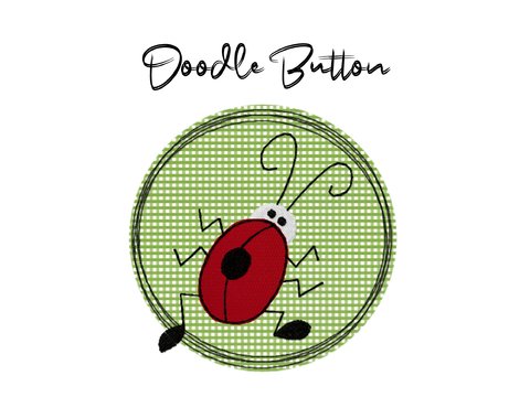 Stickdatei Doodle Button Marienkäfer - Rahmen ab 10 cm x 10 cm