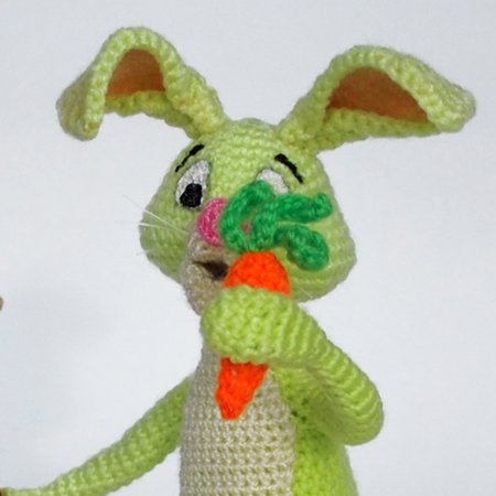 Amigurumi pattern for crochet Rabbit gardener. Easter bunny toy