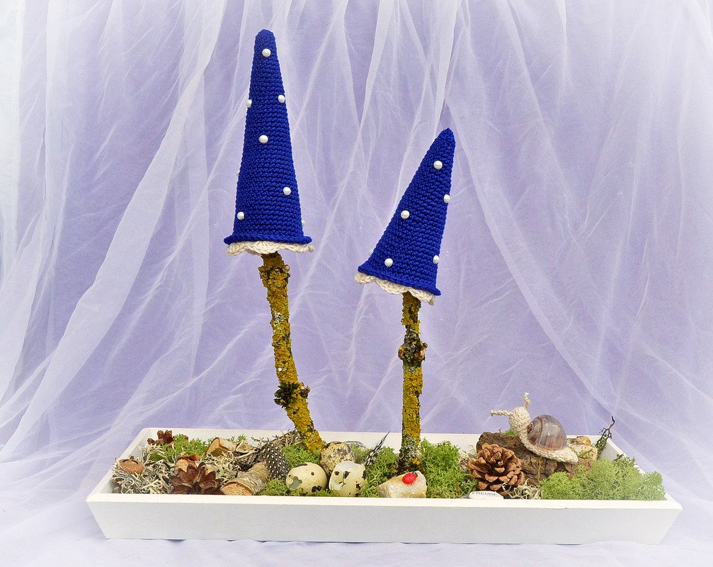 Herbst Dekoration Pilze lange Kappen in 2 Größen