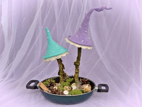 2 tlg Pilze in Trichterform mit langer und kurzer Spitze zur Herbstdeko Geschenk Mitbringsel Glücksbringer