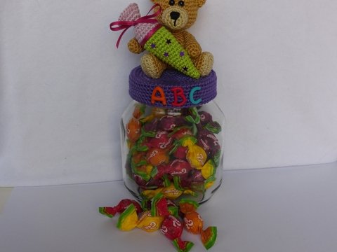 Bonbonglas Einschulung mit Teddy Bär