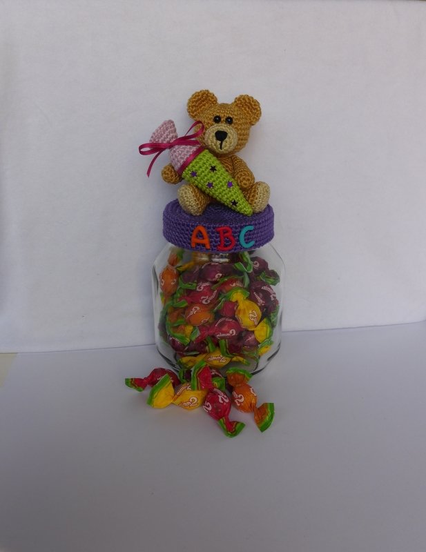 Bonbonglas Einschulung mit Teddy Bär