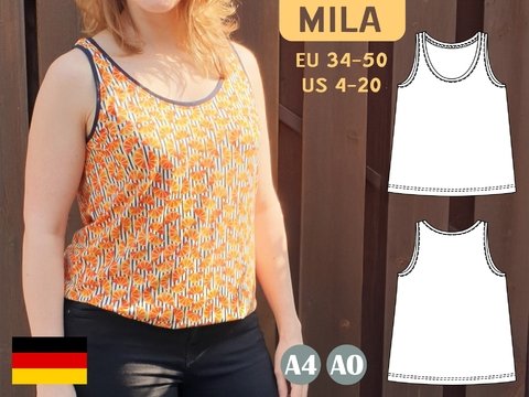 Mila – Jersey-Top für den Sommer, luftig & locker, BU 80-116, A4+A0