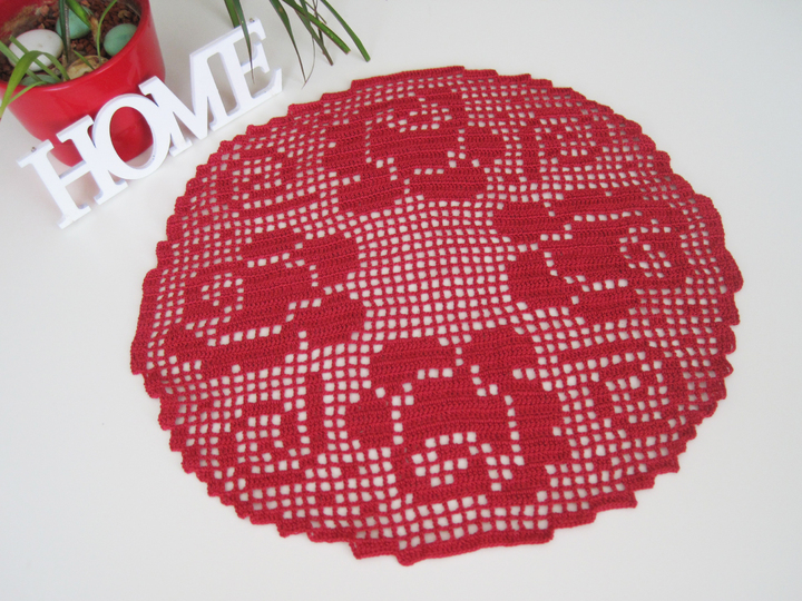 Rosen Deckchen - Häkelanleitung Filethäkeln