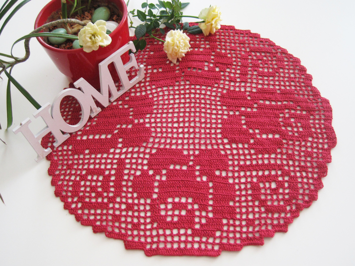 Rosen Deckchen - Häkelanleitung Filethäkeln