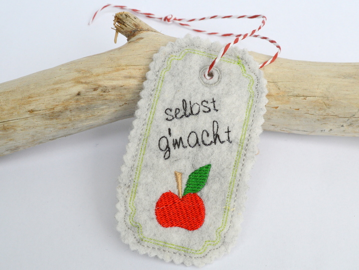 ITH Stickdatei Anhänger selbst gemacht 4er Set 10x10cm Rahmen