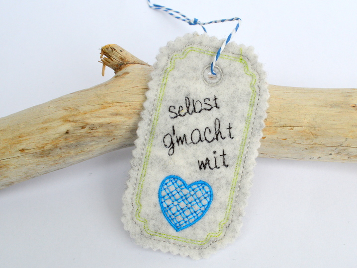 ITH Stickdatei Anhänger selbst gemacht 4er Set 10x10cm Rahmen