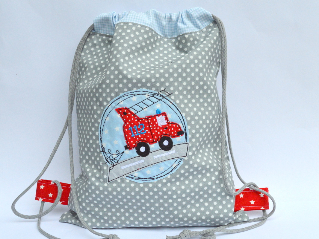 Stickdatei Doodle Feuerwehr 18x18cm 2er SET