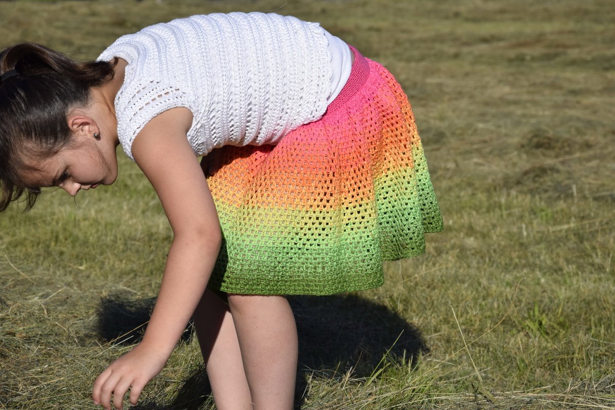 - MIMI - Tellerrock/ Sommerrock aus einem Bobbel häkeln, Anfänger, super einfach und schnell häkeln, Rock, Häkelrock, - Bild 5