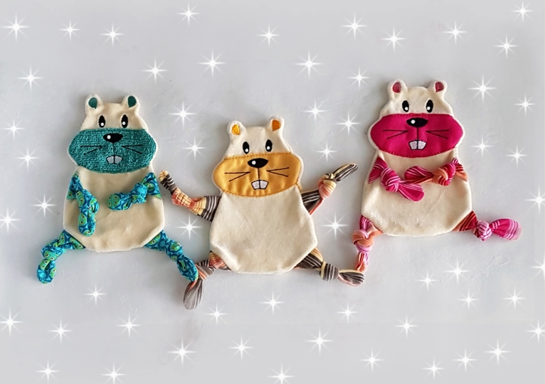 Stickdatei Hamster Kuscheltuch ITH für den Rahmen 13 cm x 18 cm