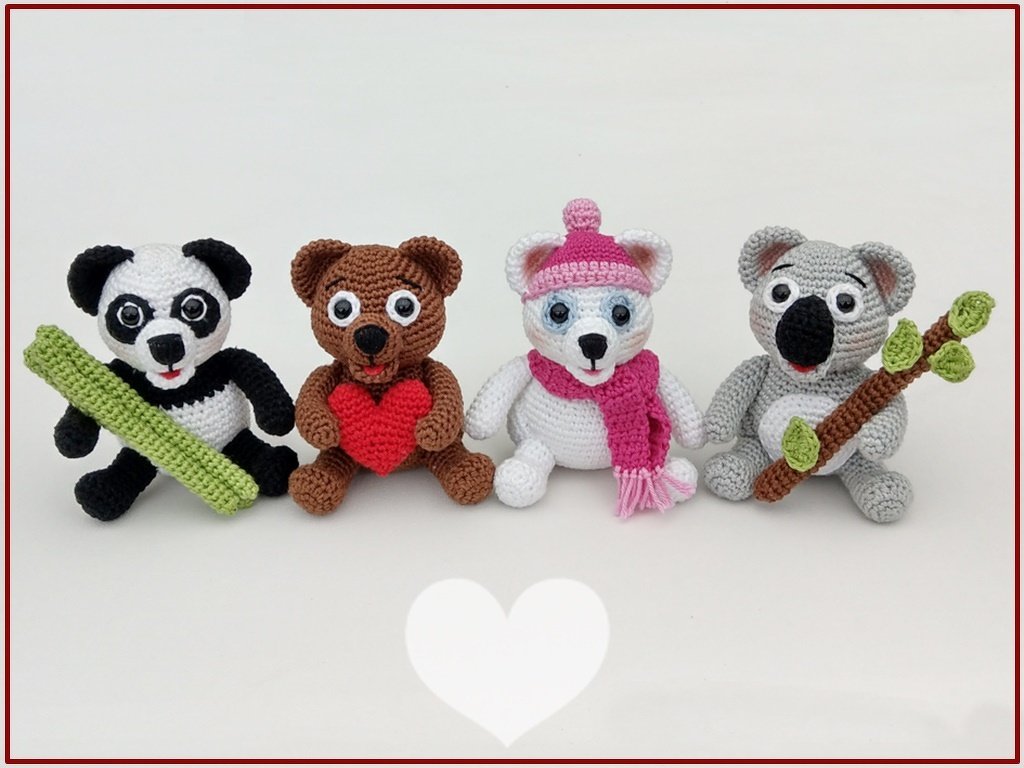 Häkelanleitung Bär - Braunbär,Eisbär, Koala, Panda - lustige Bärenbande