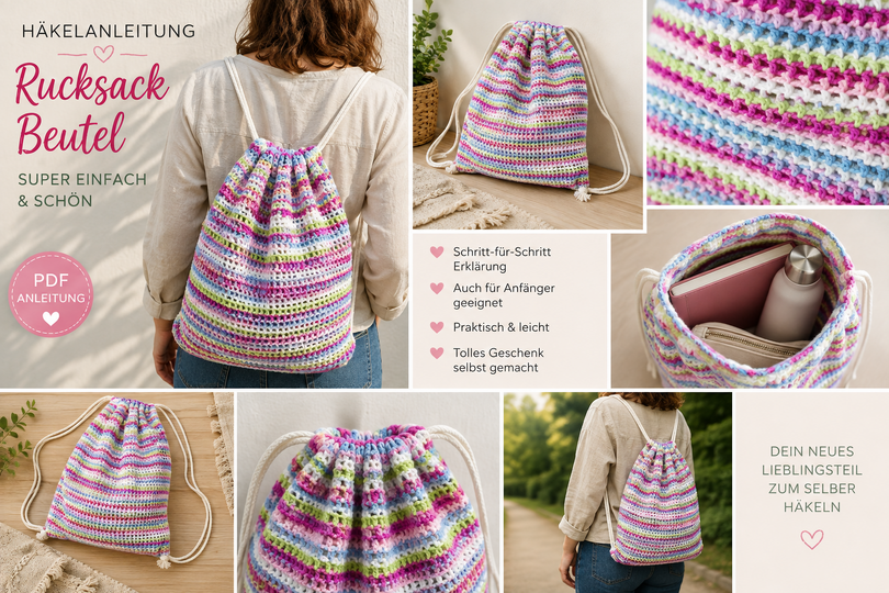 Häkelanleitung Rucksack / Beutel – einfach, praktisch und vielseitig
