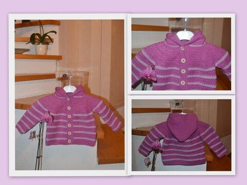 BABY/KINDER JACKE MIT KAPUZE * Häkelanleitung * 3 GRÖßEN 6 Mon. - 4 Jahre