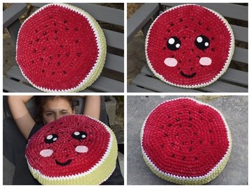 - MELON - Kuschelkissen, Sitzkissen, Kissen, Kawai, Kawaimelone, Schulanfang, Geschenk