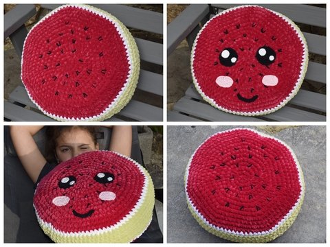 - MELON - Kuschelkissen, Sitzkissen, Kissen, Kawai, Kawaimelone, Schulanfang, Geschenk