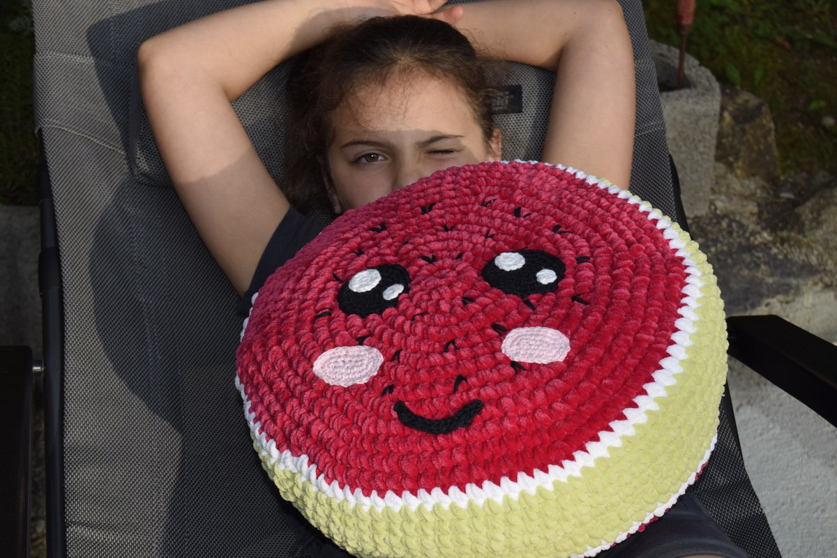 - MELON - Kuschelkissen, Sitzkissen, Kissen, Kawai, Kawaimelone, Schulanfang, Geschenk - Bild 4