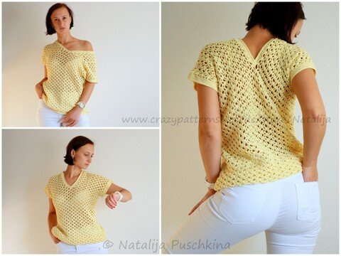 Häkelanleitung für Pullover 'Sonne' in Größen 34-52