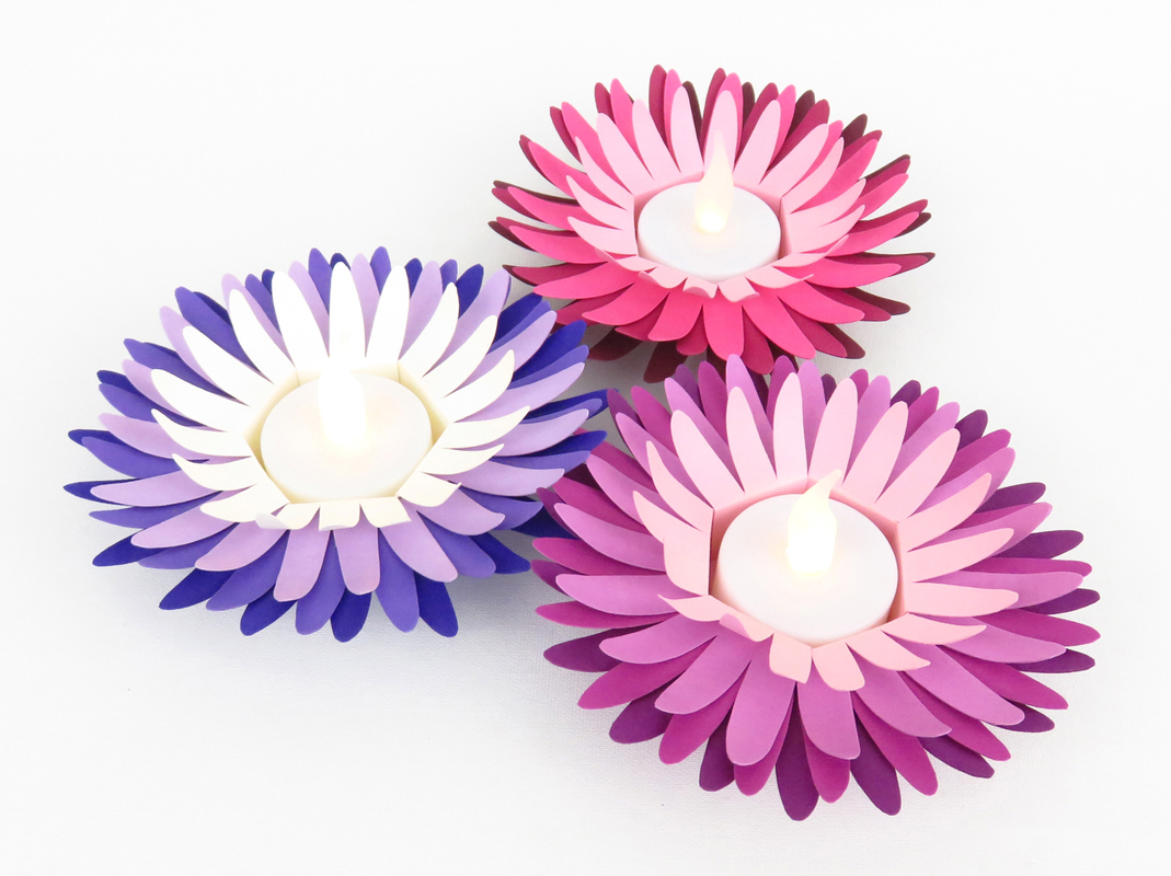 Teelichthalter – Aster – Bastelvorlagen und Anleitung
