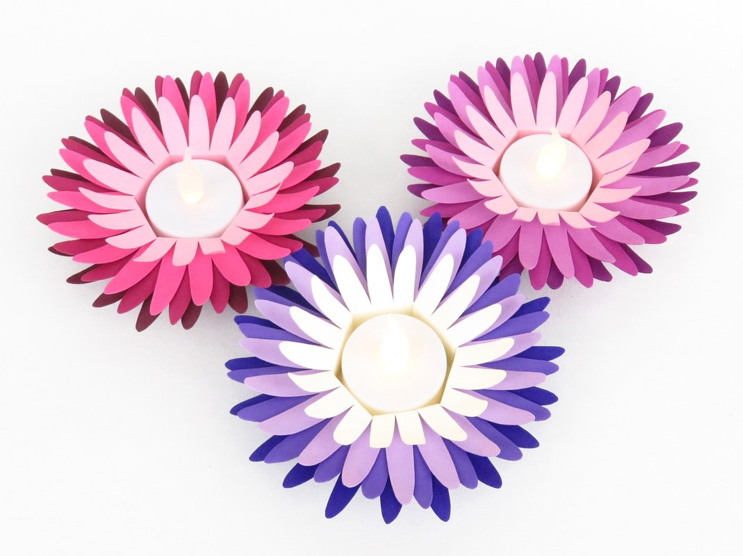 Teelichthalter – Aster – Bastelvorlagen und Anleitung