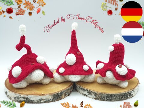 Häkelanleitung Lustige Fliegenpilzbande