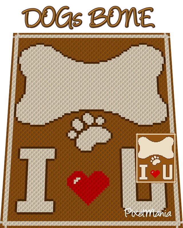 Häkelmuster * Hunde Knochen - Dogs BonE * Grafik für C2C Decke