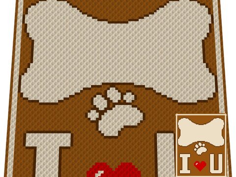 Häkelmuster * Hunde Knochen - Dogs BonE * Grafik für C2C Decke