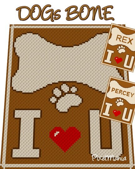 Häkelmuster * Hunde Knochen - Dogs BonE * Grafik für C2C Decke