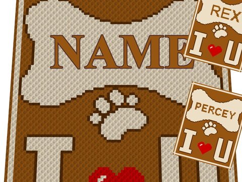 Häkelmuster * Hunde Knochen - mit NAME personalisiert * Grafik für C2C Decke