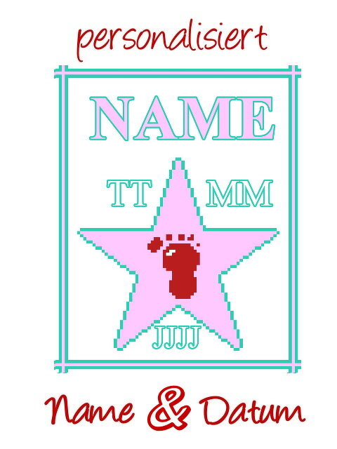 Häkelmuster * STAR of FAME - girl - mit NAME &amp; Datum personalisiert * Grafik für Fm Decke