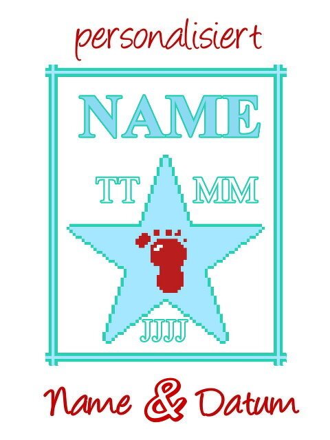 Häkelmuster * STAR of FAME - boy - mit NAME &amp; Datum personalisiert * Grafik für Fm Decke