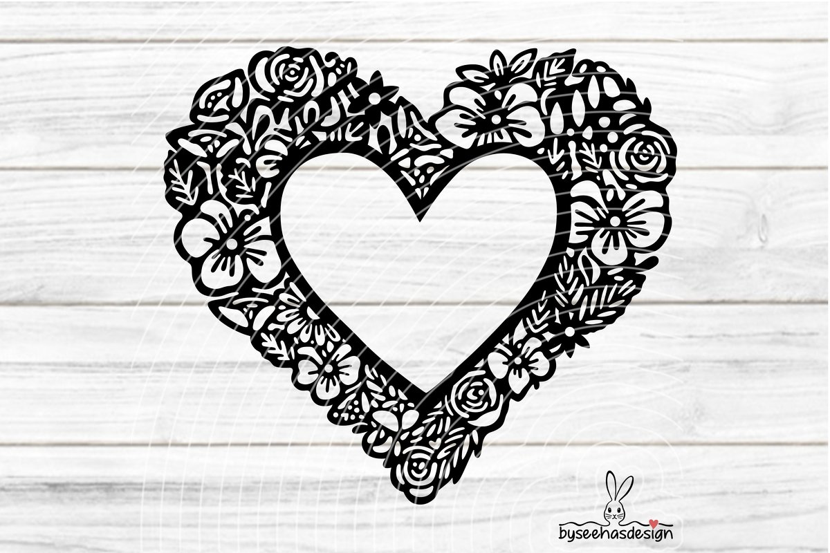Blumenherz Rahmen Plotterdatei SVG DXF