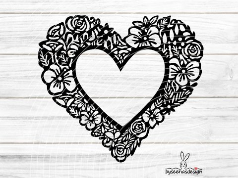 Blumenherz Rahmen Plotterdatei SVG DXF