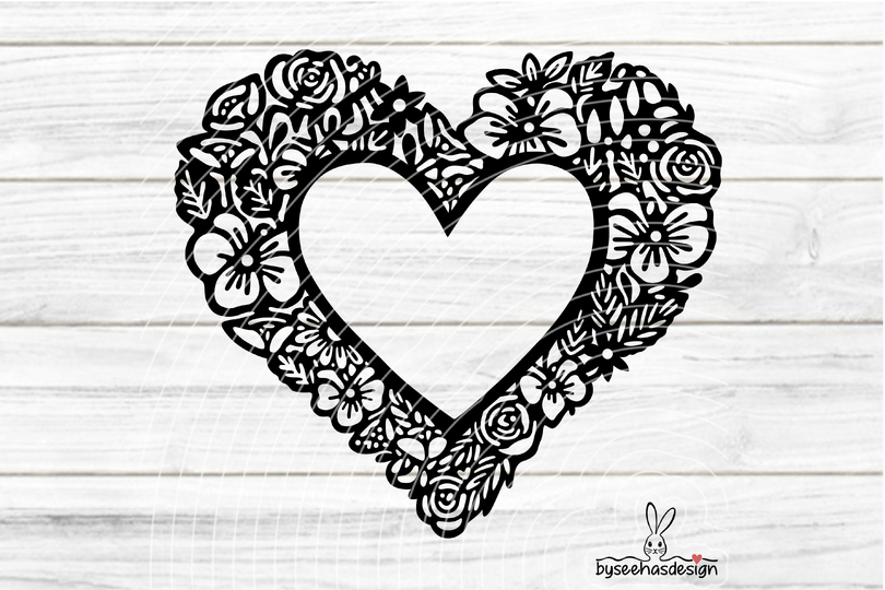 Blumenherz Rahmen Plotterdatei SVG DXF