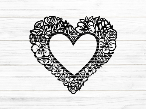 Blumenherz Rahmen Plotterdatei SVG DXF FCM